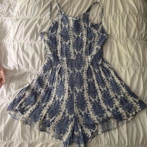 Blue and white romper
